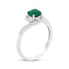 Thumbnail Image 2 of Lab-Created Emerald & White Lab-Created Sapphire Halo Ring Sterling Silver