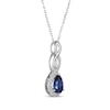 Thumbnail Image 1 of Pear-Shaped Blue Lab-Created Sapphire & White Lab-Created Sapphire Twist Drop Necklace Sterling Silver 18"