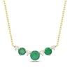 Thumbnail Image 1 of Natural Emerald & Diamond Curved Bar Necklace 1/6 ct tw 10K Yellow Gold 18&quot;