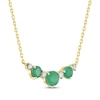 Thumbnail Image 2 of Natural Emerald & Diamond Curved Bar Necklace 1/6 ct tw 10K Yellow Gold 18&quot;