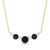 Thumbnail Image 1 of Natural Blue Sapphire & Diamond Curved Bar Necklace 1/6 ct tw 10K Yellow Gold 18&quot;