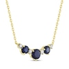 Thumbnail Image 2 of Natural Blue Sapphire & Diamond Curved Bar Necklace 1/6 ct tw 10K Yellow Gold 18&quot;