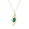 Thumbnail Image 1 of Marquise-Cut Lab-Created Emerald & Diamond Wishbone Necklace 1/10 ct tw 10K Yellow Gold 18&quot;