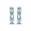 Thumbnail Image 2 of Emerald-Cut Aquamarine & Diamond Hoop Earrings 1/20 ct tw 10K White Gold