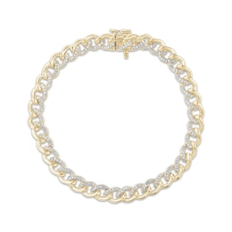 Diamond Curb Chain Bracelet 3/4 ct tw 10K Yellow Gold 7&quot;
