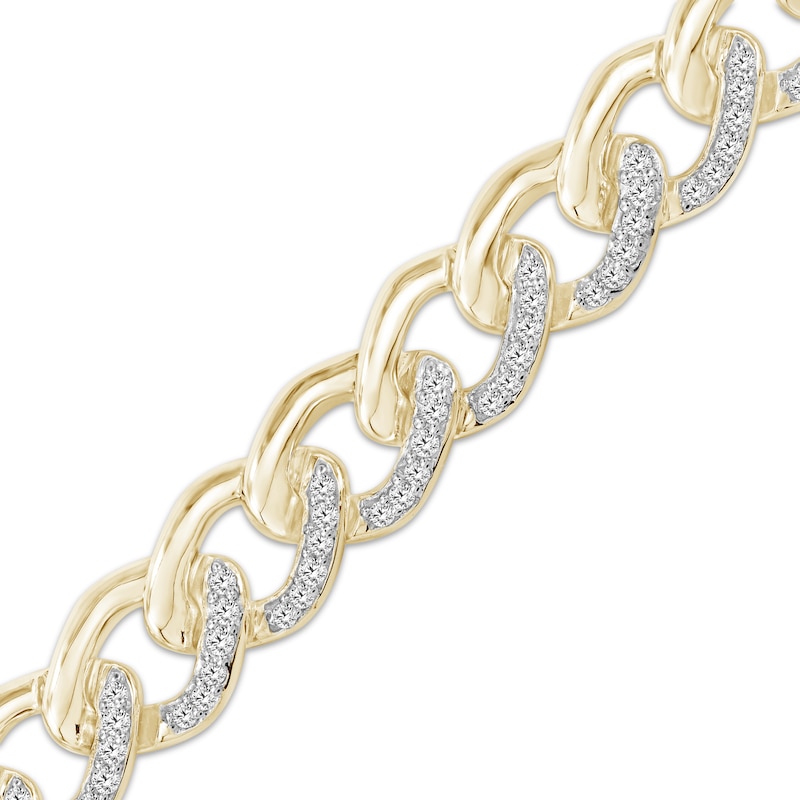 Main Image 2 of Diamond Curb Chain Bracelet 3/4 ct tw 10K Yellow Gold 7&quot;