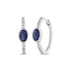 Thumbnail Image 1 of Oval-Cut Natural Blue Sapphire & Diamond Hoop Earrings 1/8 ct tw Sterling Silver