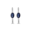 Thumbnail Image 2 of Oval-Cut Natural Blue Sapphire & Diamond Hoop Earrings 1/8 ct tw Sterling Silver