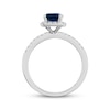 Thumbnail Image 2 of Cushion-Cut Blue Lab-Created Sapphire & Diamond Halo Ring 1/5 ct tw 10K White Gold