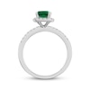 Thumbnail Image 3 of Cushion-Cut Lab-Created Emerald & Diamond Halo Ring 1/5 ct tw 10K White Gold