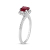 Thumbnail Image 2 of Cushion-Cut Lab-Created Ruby & Diamond Halo Ring 1/5 ct tw 10K White Gold