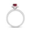 Thumbnail Image 3 of Cushion-Cut Lab-Created Ruby & Diamond Halo Ring 1/5 ct tw 10K White Gold