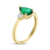 Thumbnail Image 2 of Pear-Shaped Lab-Created Emerald & Diamond Accent Ring 10K Yellow Gold