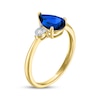 Thumbnail Image 2 of Pear-Shaped Blue Lab-Created Sapphire & Diamond Accent Ring 10K Yellow Gold