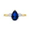 Thumbnail Image 3 of Pear-Shaped Blue Lab-Created Sapphire & Diamond Accent Ring 10K Yellow Gold