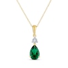 Thumbnail Image 1 of Pear-Shaped Lab-Created Emerald & Diamond Accent Necklace 10K Yellow Gold 18&quot;