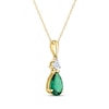 Thumbnail Image 2 of Pear-Shaped Lab-Created Emerald & Diamond Accent Necklace 10K Yellow Gold 18&quot;