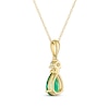 Thumbnail Image 3 of Pear-Shaped Lab-Created Emerald & Diamond Accent Necklace 10K Yellow Gold 18&quot;