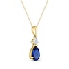 Thumbnail Image 1 of Pear-Shaped Blue Lab-Created Sapphire & Diamond Accent Necklace 10K Yellow Gold 18"