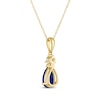 Thumbnail Image 2 of Pear-Shaped Blue Lab-Created Sapphire & Diamond Accent Necklace 10K Yellow Gold 18"
