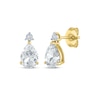 Thumbnail Image 0 of Pear-Shaped White Lab-Created Sapphire & Diamond Accent Earrings 10K Yellow Gold