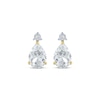 Thumbnail Image 1 of Pear-Shaped White Lab-Created Sapphire & Diamond Accent Earrings 10K Yellow Gold