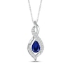 Thumbnail Image 0 of Pear-Shaped Blue Lab-Created Sapphire & White Lab-Created Sapphire Swirl Necklace Sterling Silver 18"