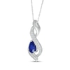 Thumbnail Image 1 of Pear-Shaped Blue Lab-Created Sapphire & White Lab-Created Sapphire Swirl Necklace Sterling Silver 18"