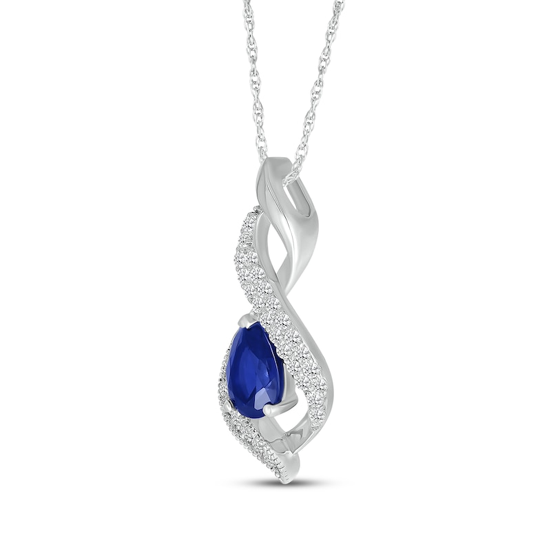 Pear-Shaped Blue Lab-Created Sapphire & White Lab-Created Sapphire Swirl Necklace Sterling Silver 18"