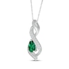 Thumbnail Image 2 of Pear-Shaped Lab-Created Emerald & White Lab-Created Sapphire Swirl Necklace Sterling Silver 18&quot;