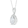 Thumbnail Image 1 of Pear-Shaped White Lab-Created Sapphire Rope Frame Necklace Sterling Silver 18"