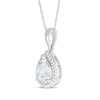 Thumbnail Image 2 of Pear-Shaped White Lab-Created Sapphire Rope Frame Necklace Sterling Silver 18&quot;