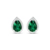 Thumbnail Image 1 of Pear-Shaped Lab-Created Emerald Rope Frame Stud Earrings Sterling Silver