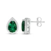 Thumbnail Image 2 of Pear-Shaped Lab-Created Emerald Rope Frame Stud Earrings Sterling Silver