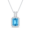 Thumbnail Image 1 of Swiss Blue Topaz & White Lab-Created Sapphire Necklace Sterling Silver 18&quot;