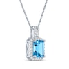 Thumbnail Image 2 of Swiss Blue Topaz & White Lab-Created Sapphire Necklace Sterling Silver 18&quot;