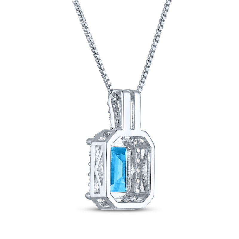 Main Image 3 of Swiss Blue Topaz & White Lab-Created Sapphire Necklace Sterling Silver 18&quot;