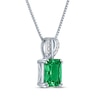 Thumbnail Image 2 of Emerald-Cut Lab-Created Emerald & Diamond Accent Necklace Sterling Silver 18&quot;