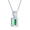 Thumbnail Image 3 of Emerald-Cut Lab-Created Emerald & Diamond Accent Necklace Sterling Silver 18&quot;