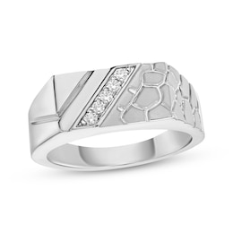 Men's Diamond Nugget Fashion Ring 1/10 ct tw 10K White Gold Size 10
