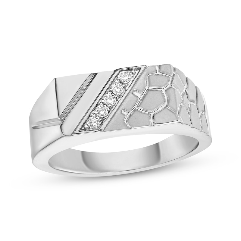 Men's Diamond Nugget Fashion Ring 1/10 ct tw 10K White Gold Size 10