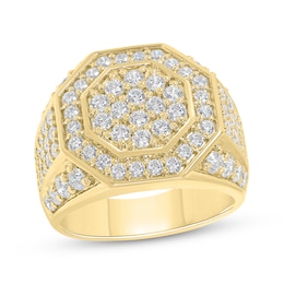 Men's Multi-Diamond Octagon Center Ring 3 ct tw 10K Yellow Gold Size 10