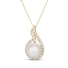 Thumbnail Image 1 of Le Vian Cultured Pearl Swirl Necklace 5/8 ct tw Diamonds 14K Honey Gold 18&quot;