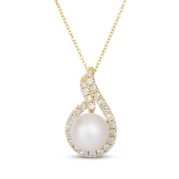 Le Vian Cultured Pearl Swirl Necklace 5/8 ct tw Diamonds 14K Honey Gold 18&quot;