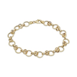 Solid Byzantine Chain Link Bracelet 10K Yellow Gold 7.5&quot;