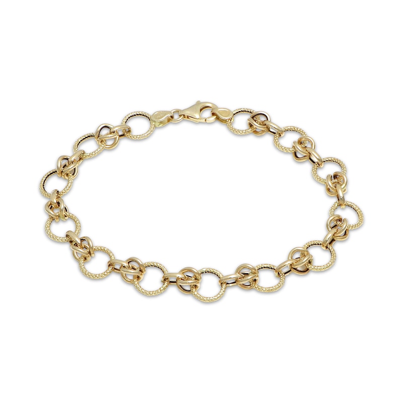 Main Image 1 of Solid Byzantine Chain Link Bracelet 10K Yellow Gold 7.5&quot;