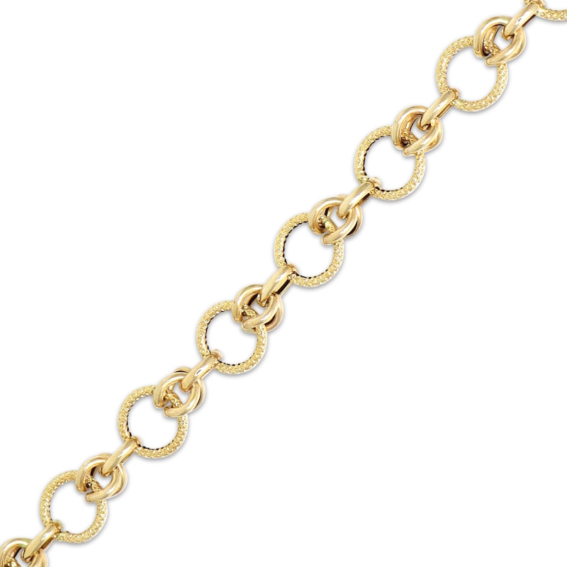 Main Image 2 of Solid Byzantine Chain Link Bracelet 10K Yellow Gold 7.5&quot;