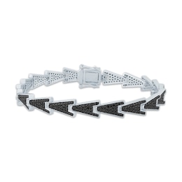 Men's Black Diamond Arrow Link Bracelet 3-1/2 ct tw Sterling Silver & Stainless Steel 8.5&quot;