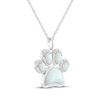 Thumbnail Image 2 of Lab-Created Opal & White Lab-Created Sapphire Paw Print Necklace Sterling Silver 18&quot;