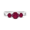 Thumbnail Image 3 of Lab-Created Ruby Three-Stone Ring Sterling Silver